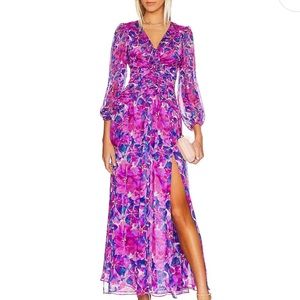 EEUC MISA Los Angeles Imelda Maxi Dress in Watercolor Blues